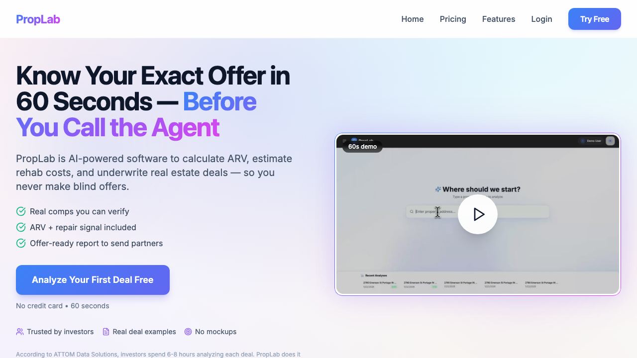 PropLab website screenshot