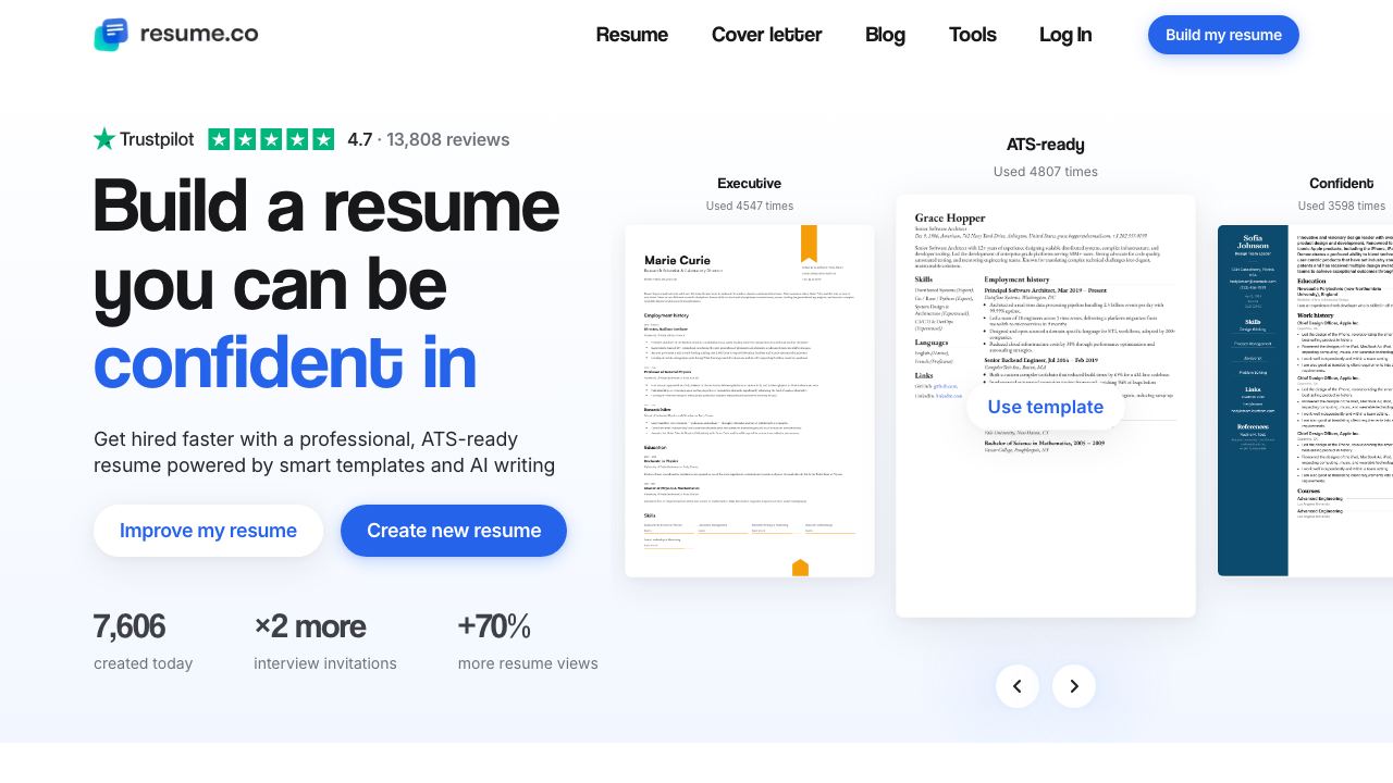 Resume.co website screenshot