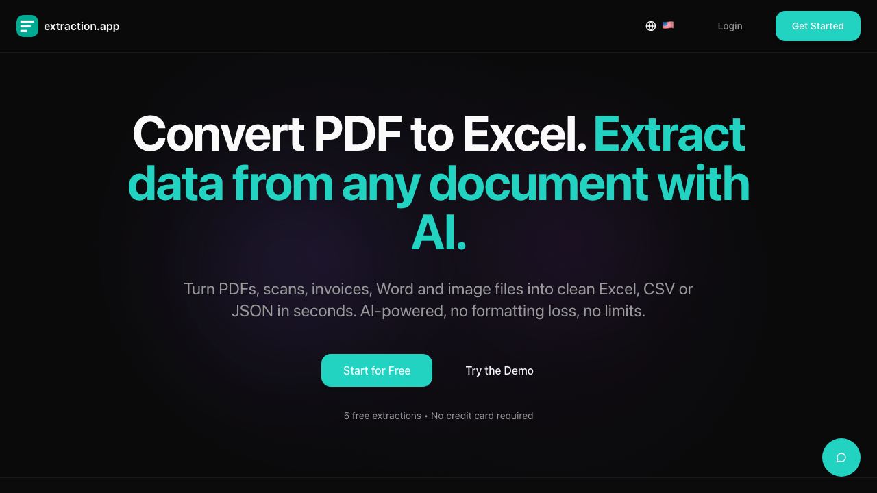 Extraction.app website screenshot