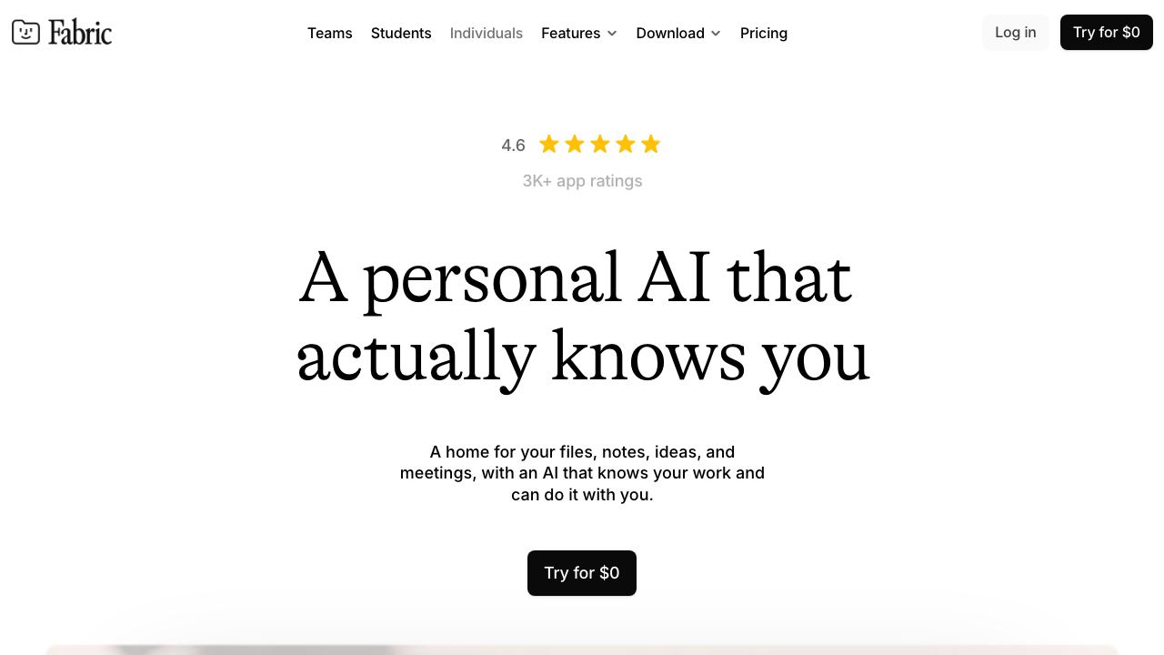 Fabric website screenshot