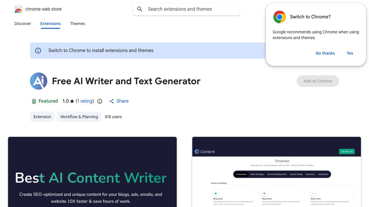 Free AI Writer and Text Generator 网站截图