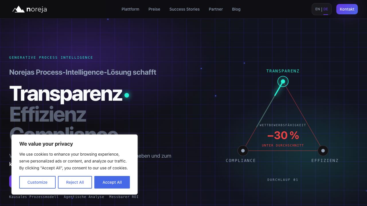 Noreja Process Intelligence 网站截图