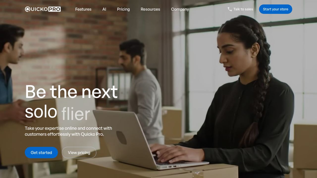Quicko Pro website screenshot