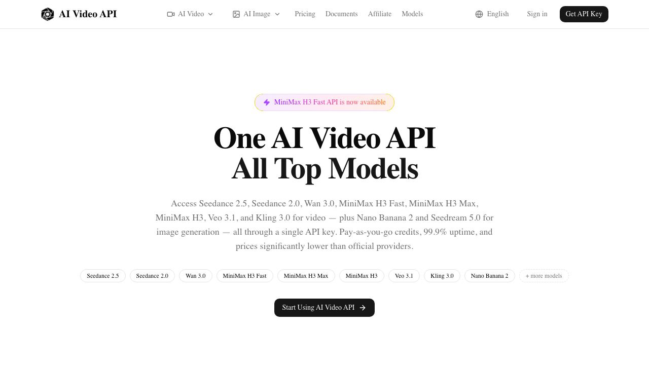 AI Video API - 1 网站截图