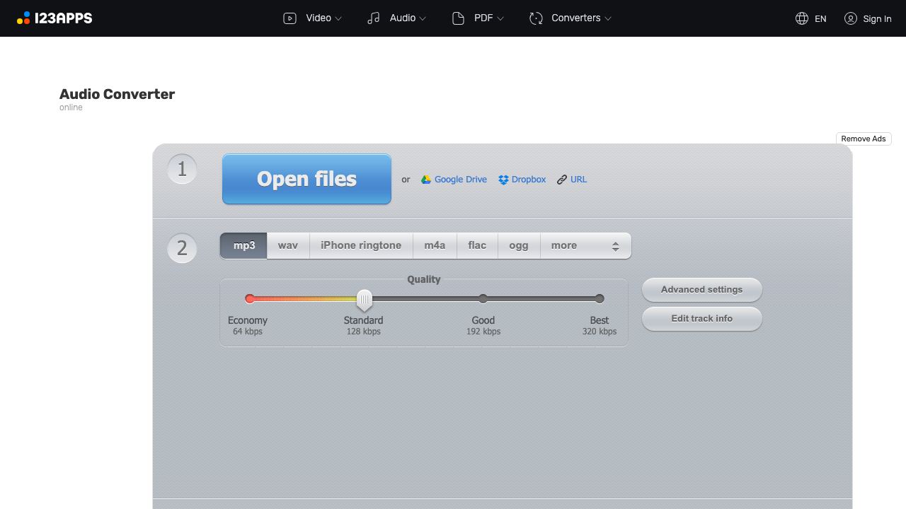 Online Audio Converter 网站截图