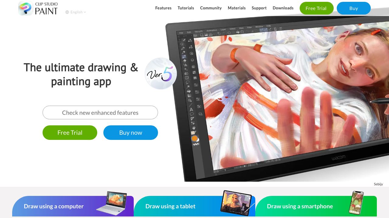 Clip Studio Paint 网站截图