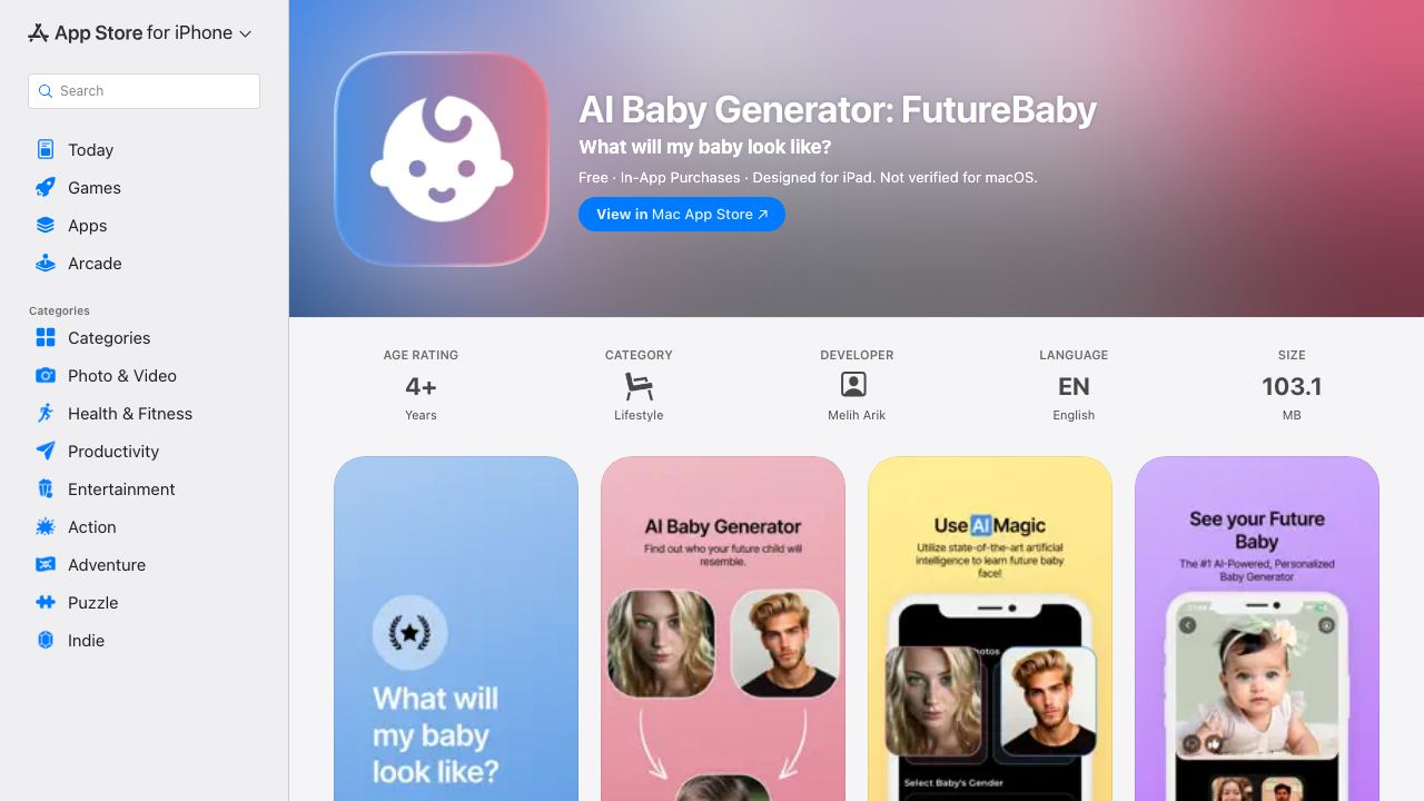 AI Baby Generator: FutureBaby 网站截图