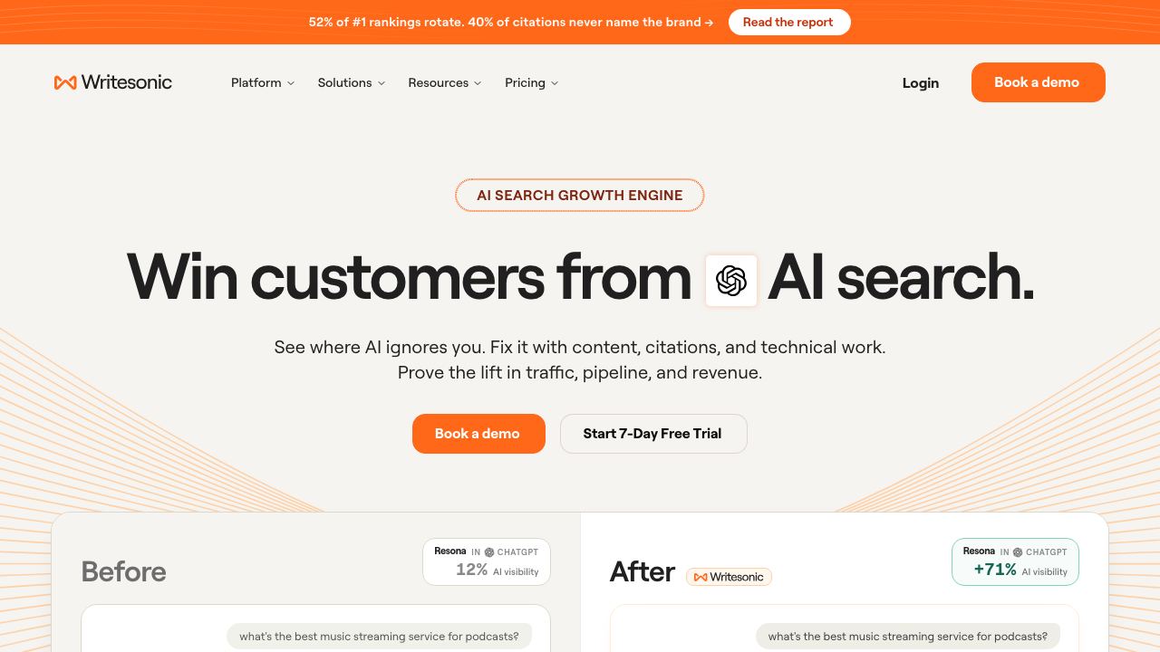 Writesonic website screenshot