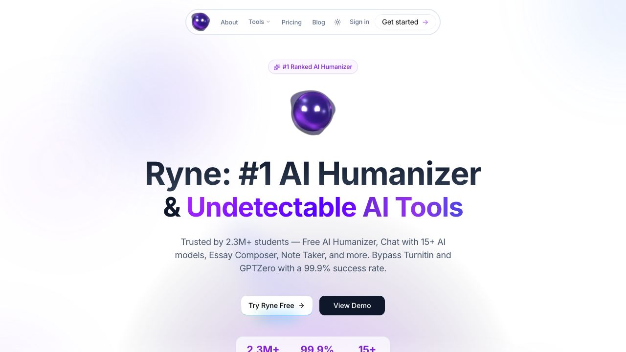 Ryne AI website screenshot