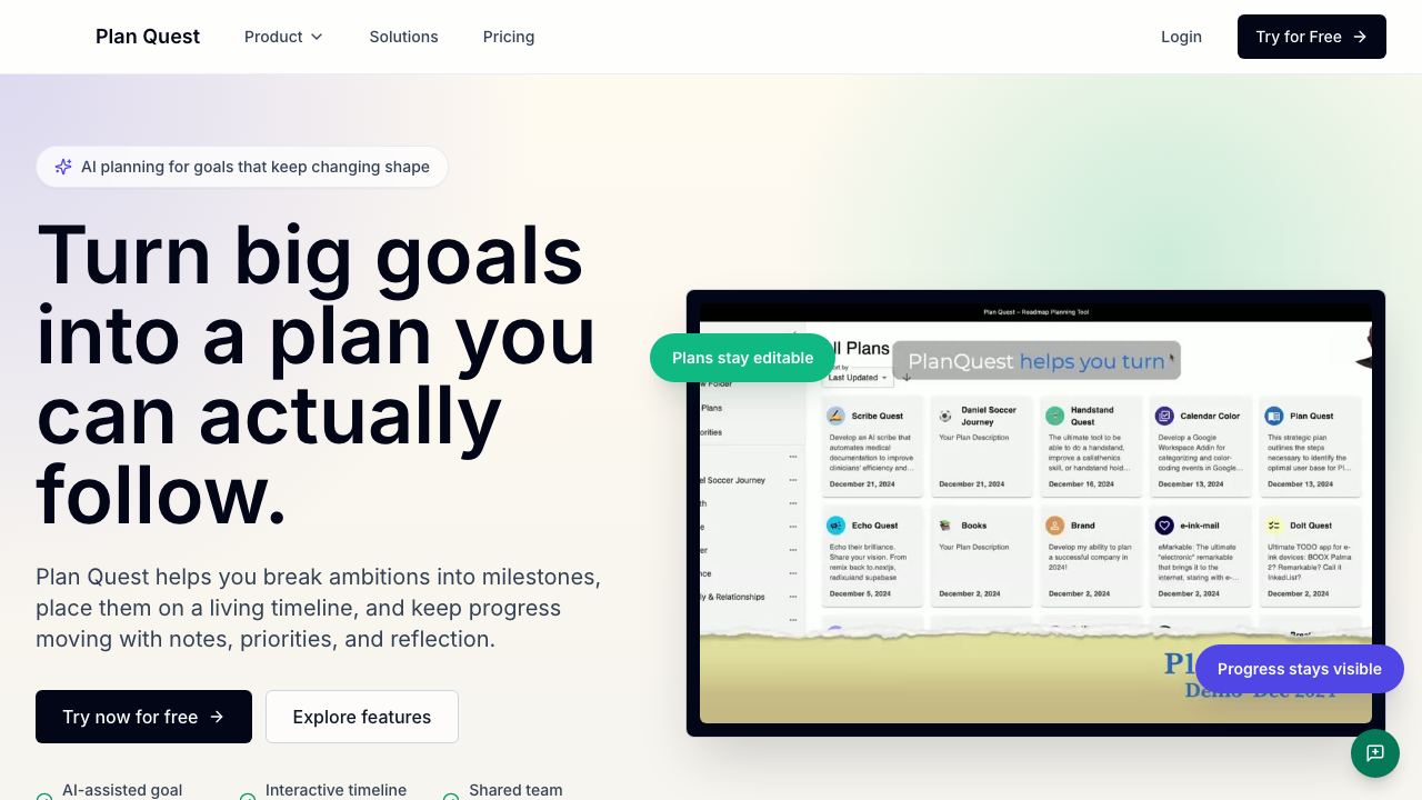 Plan Quest (Beta) 网站截图