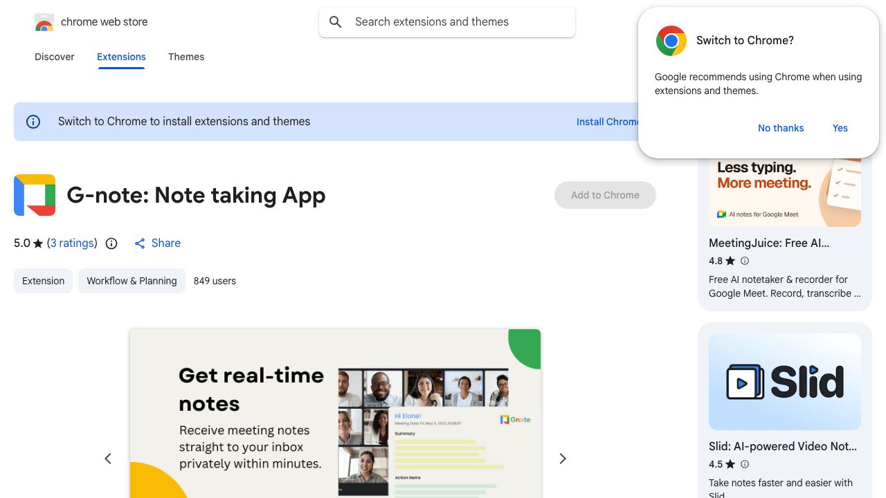 G-note: Note taking App 网站截图