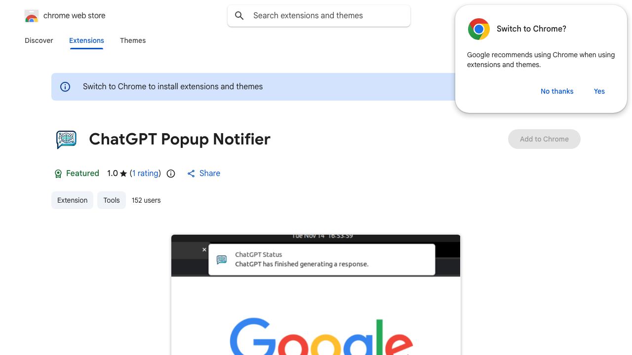ChatGPT Popup Notifier 网站截图