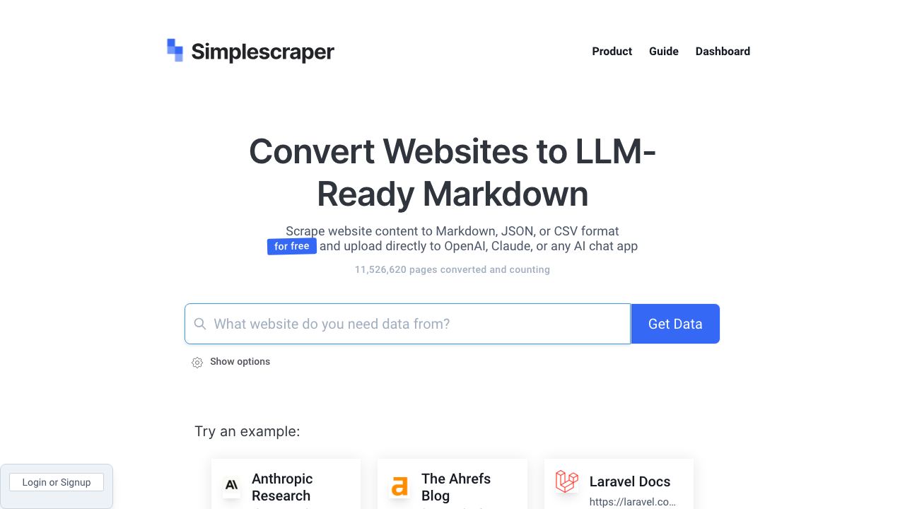 Simplescraper website screenshot