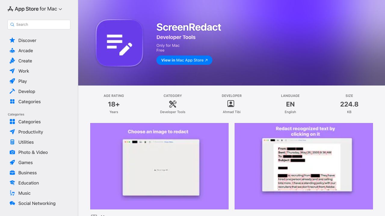 ScreenRedact 网站截图