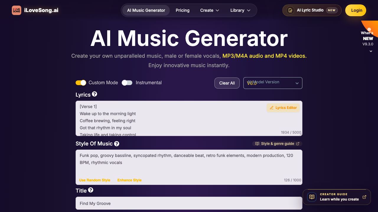 ilovesong.ai 网站截图