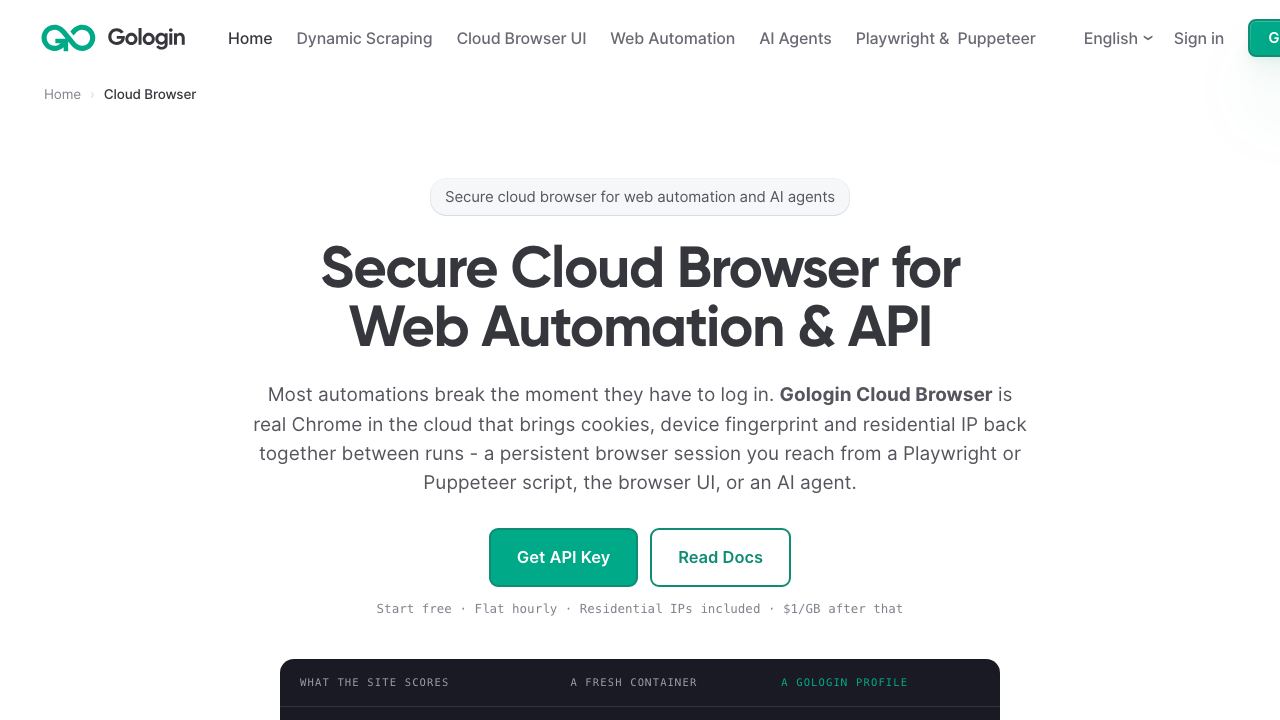 Gologin Cloud Browser 网站截图