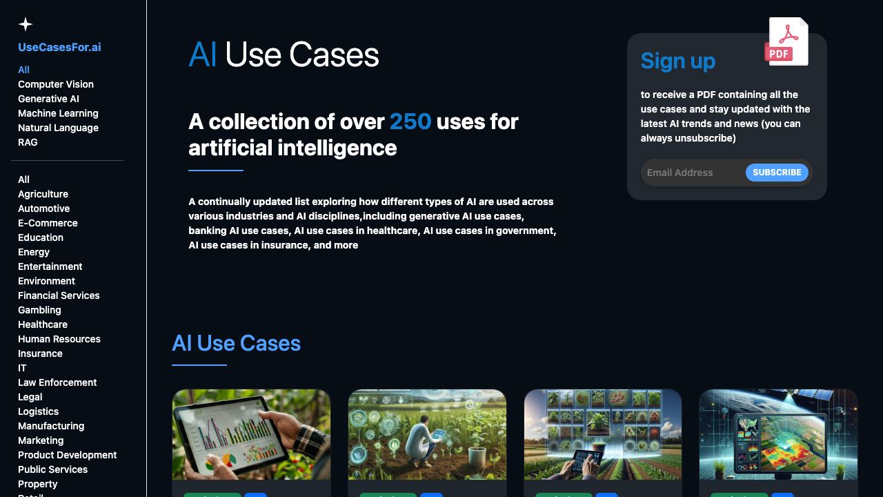 UseCasesFor.ai 网站截图
