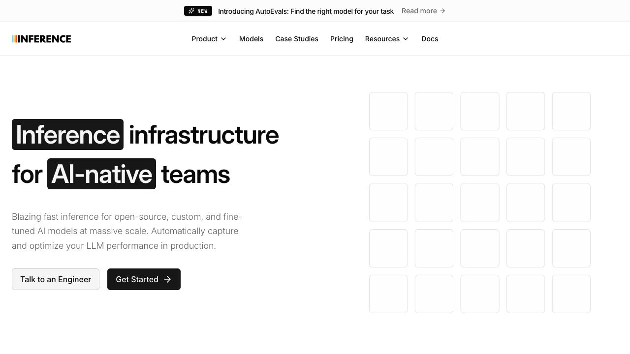Inference.net website screenshot