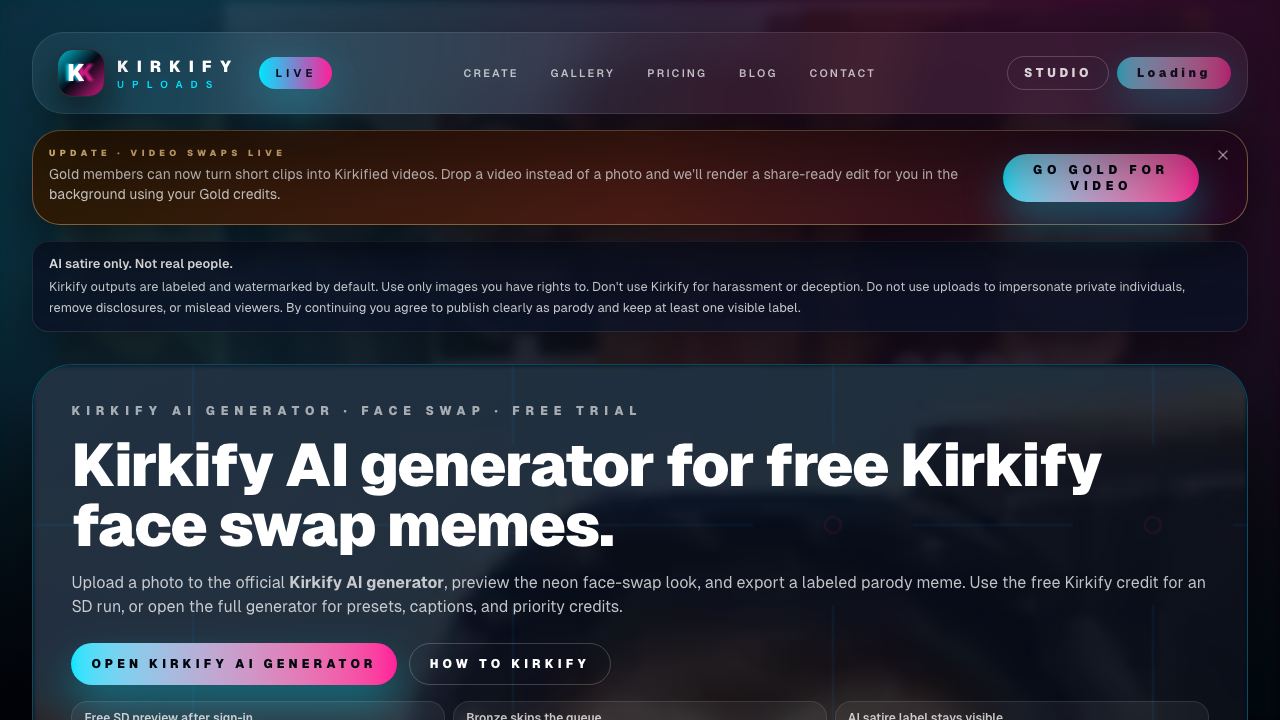 Kirkify AI 网站截图
