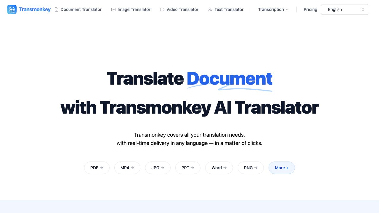 Transmonkey website screenshot