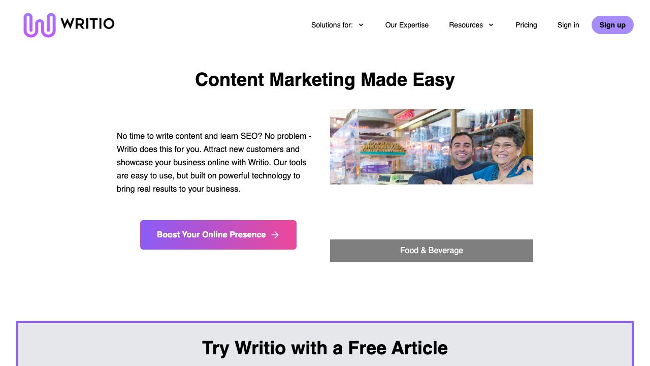 Writio website screenshot