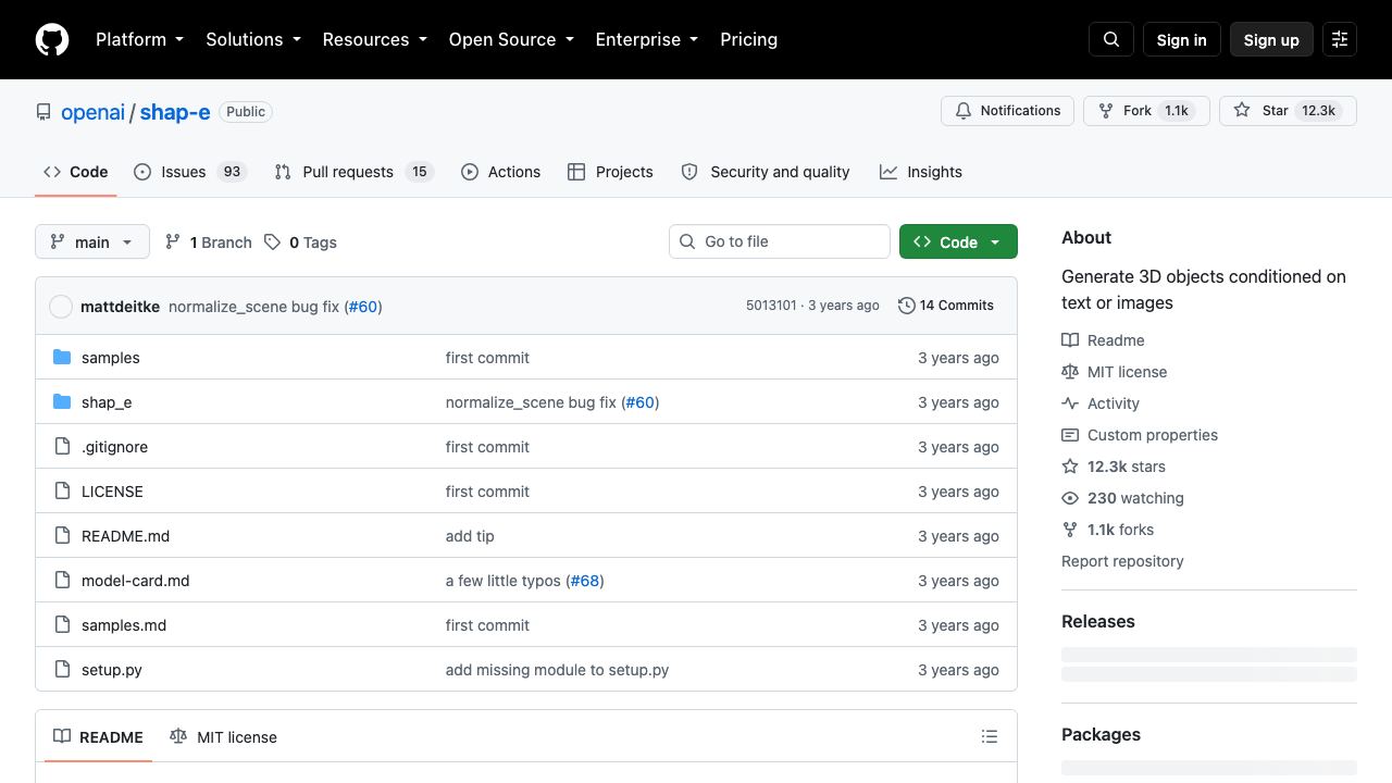 Shap-e website screenshot