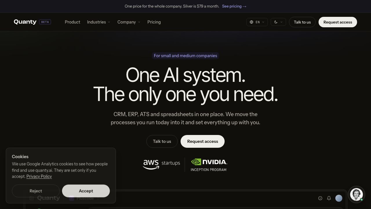 Quanty website screenshot