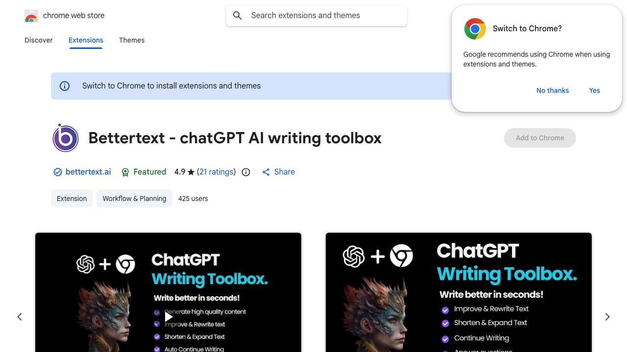Bettertext - chatGPT AI writing toolbox 网站截图