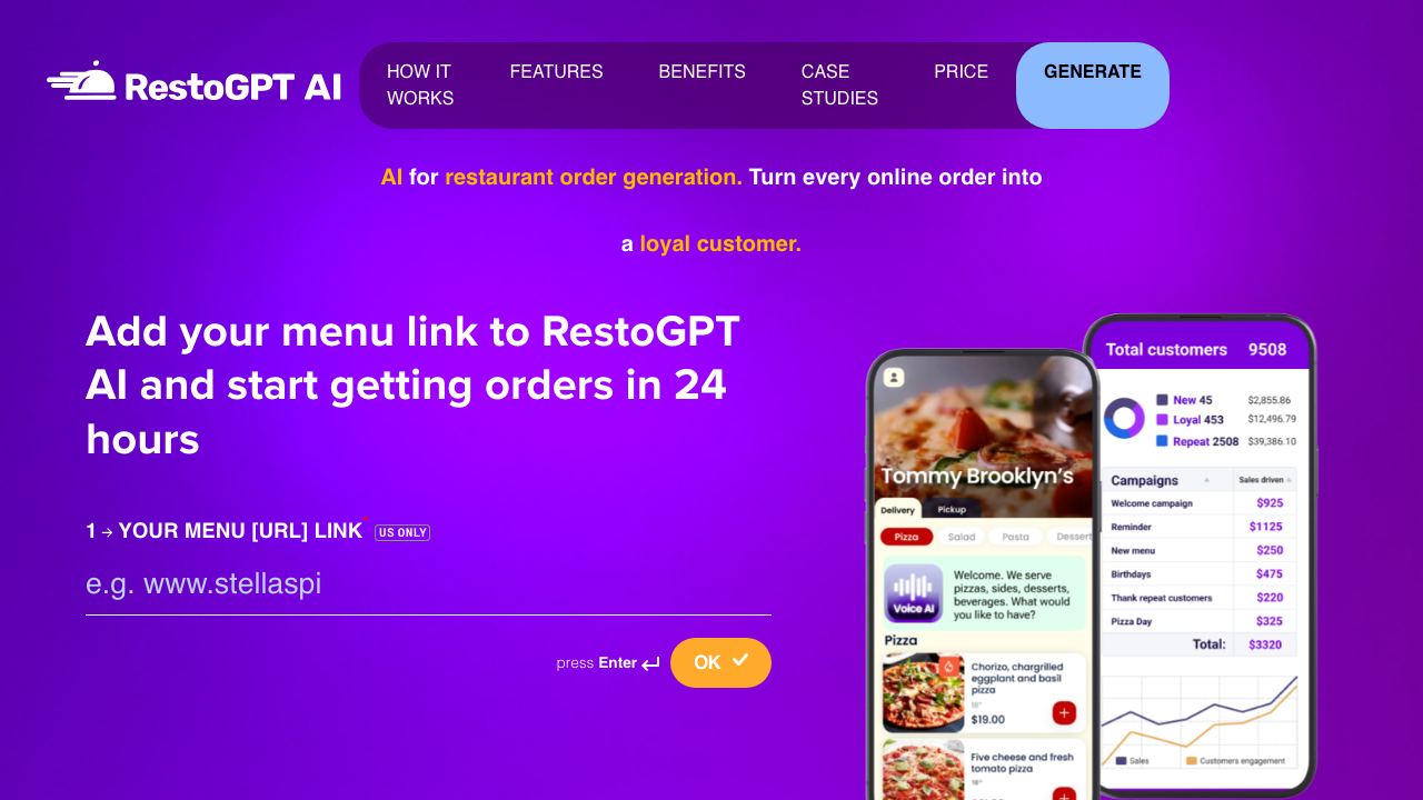 RestoGPT website screenshot