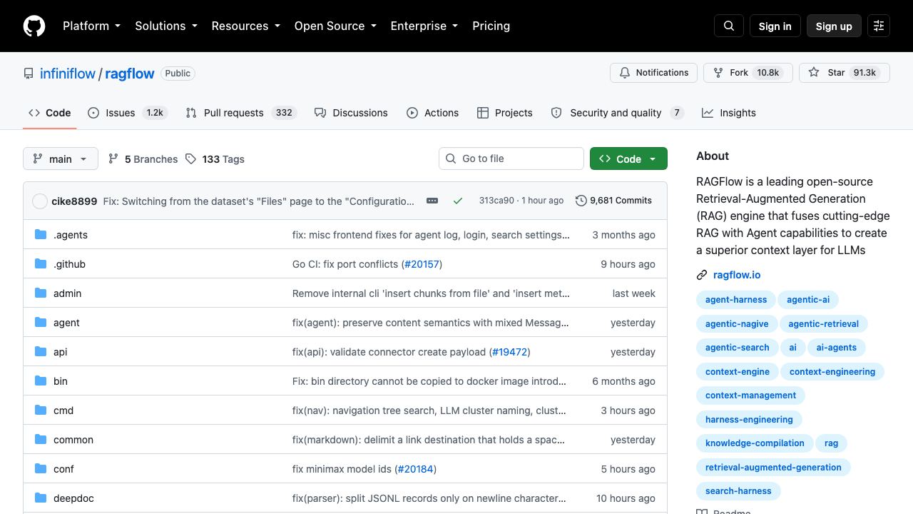 RAGFlow website screenshot