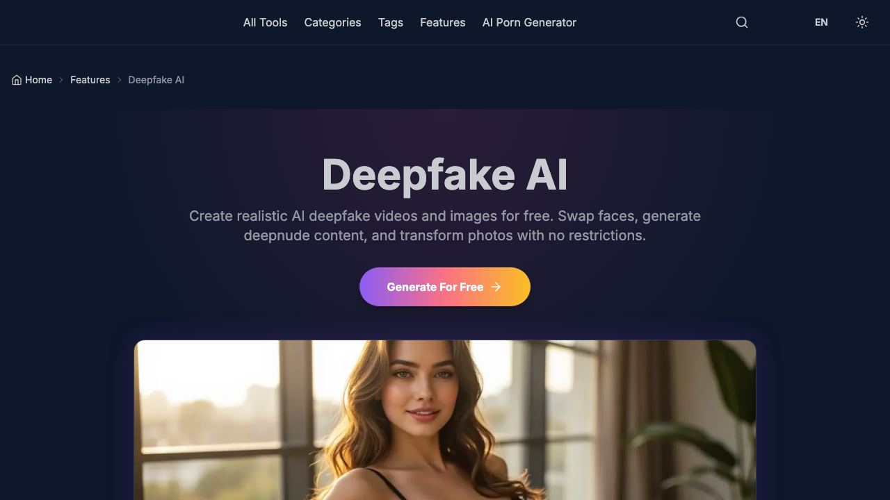 Deepfake AI Generator 网站截图
