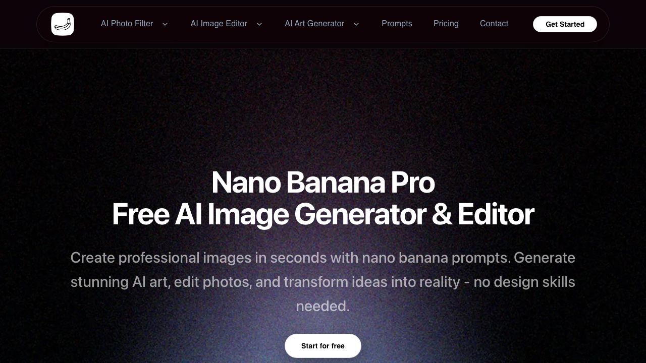 Nano Banana Pro - PhotoArtAI 网站截图