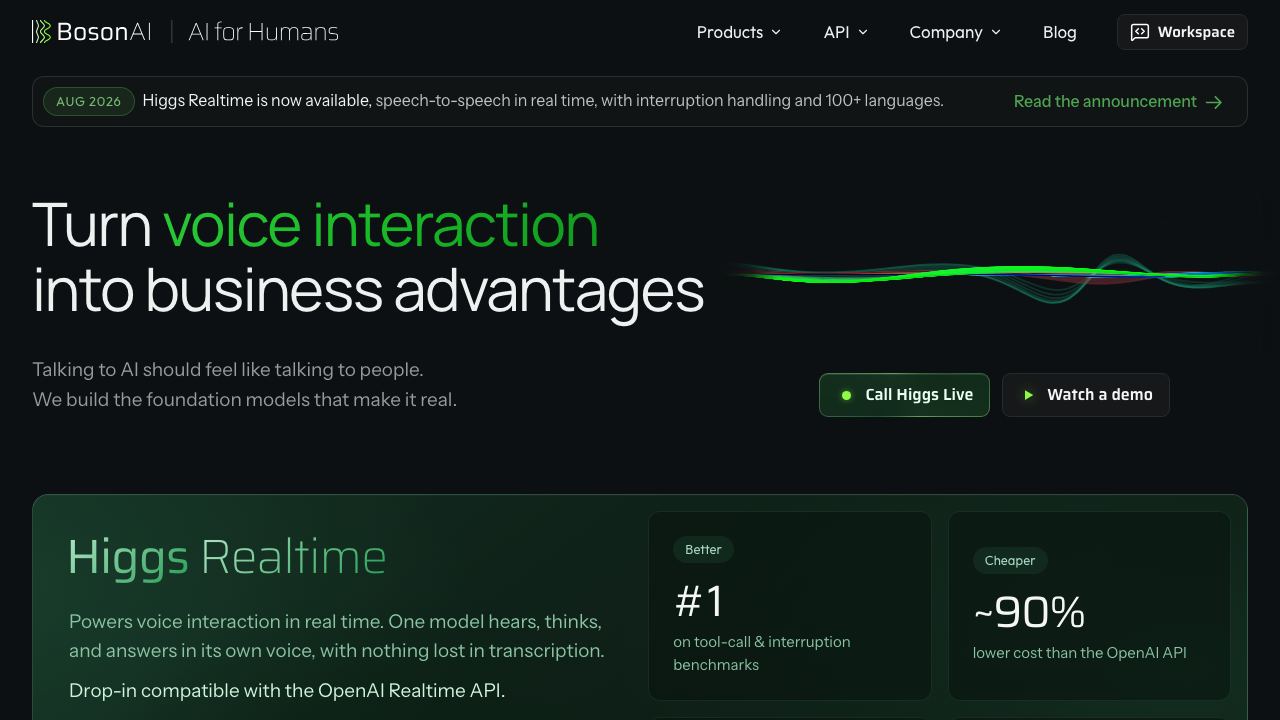 Boson AI website screenshot