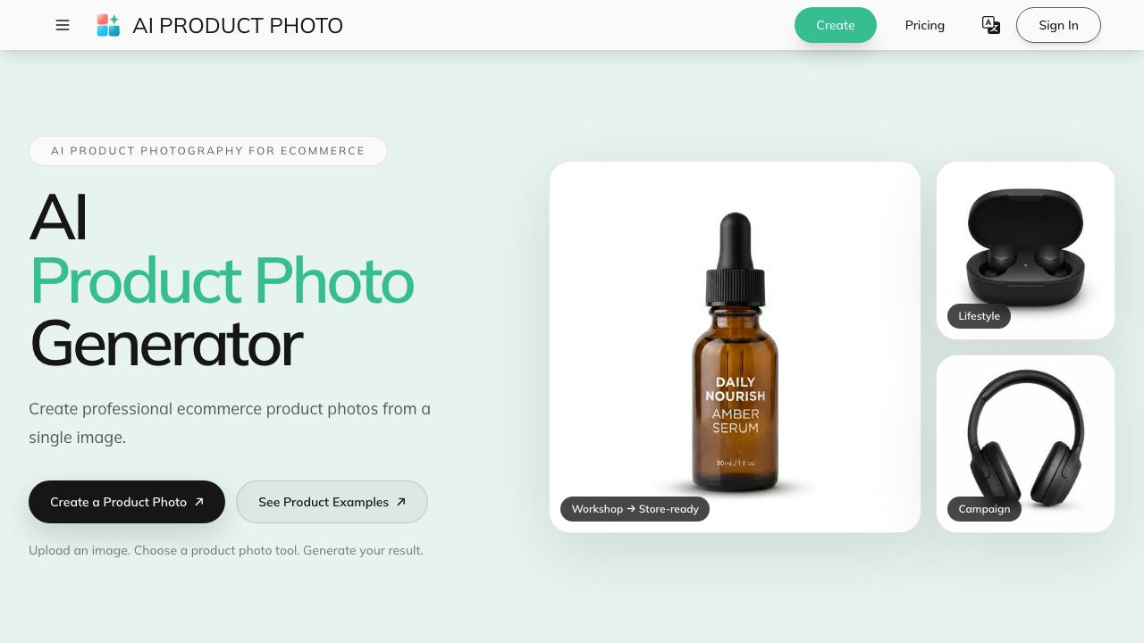 AI PRODUCT PHOTO 网站截图