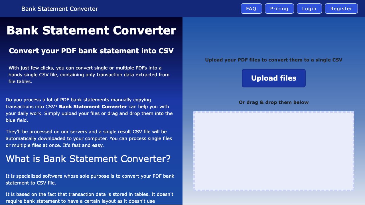 Bank Statement Converter 网站截图