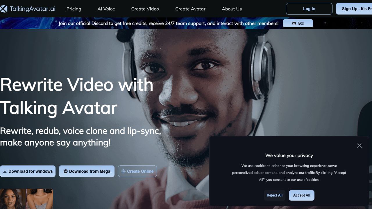 Talking Avatar website screenshot