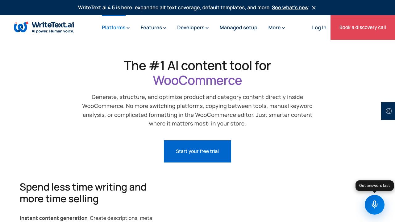 WriteText.ai website screenshot