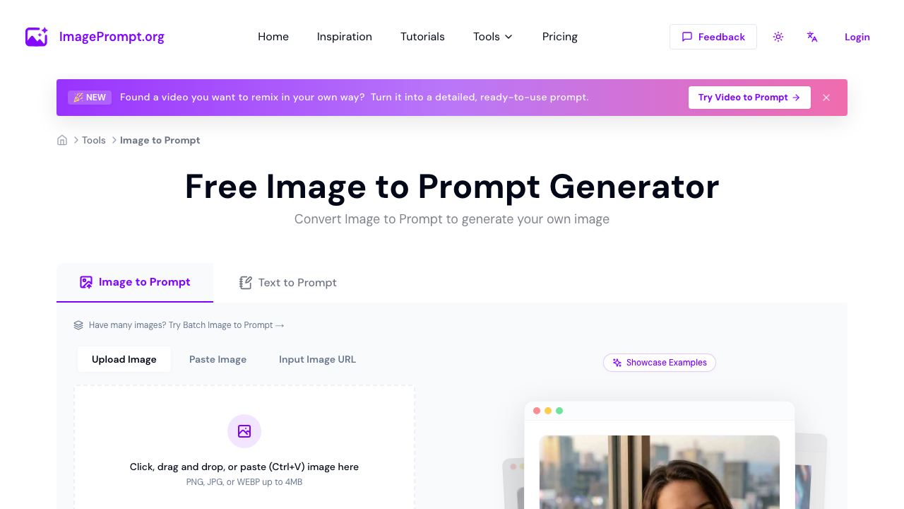 Image to Prompt website screenshot