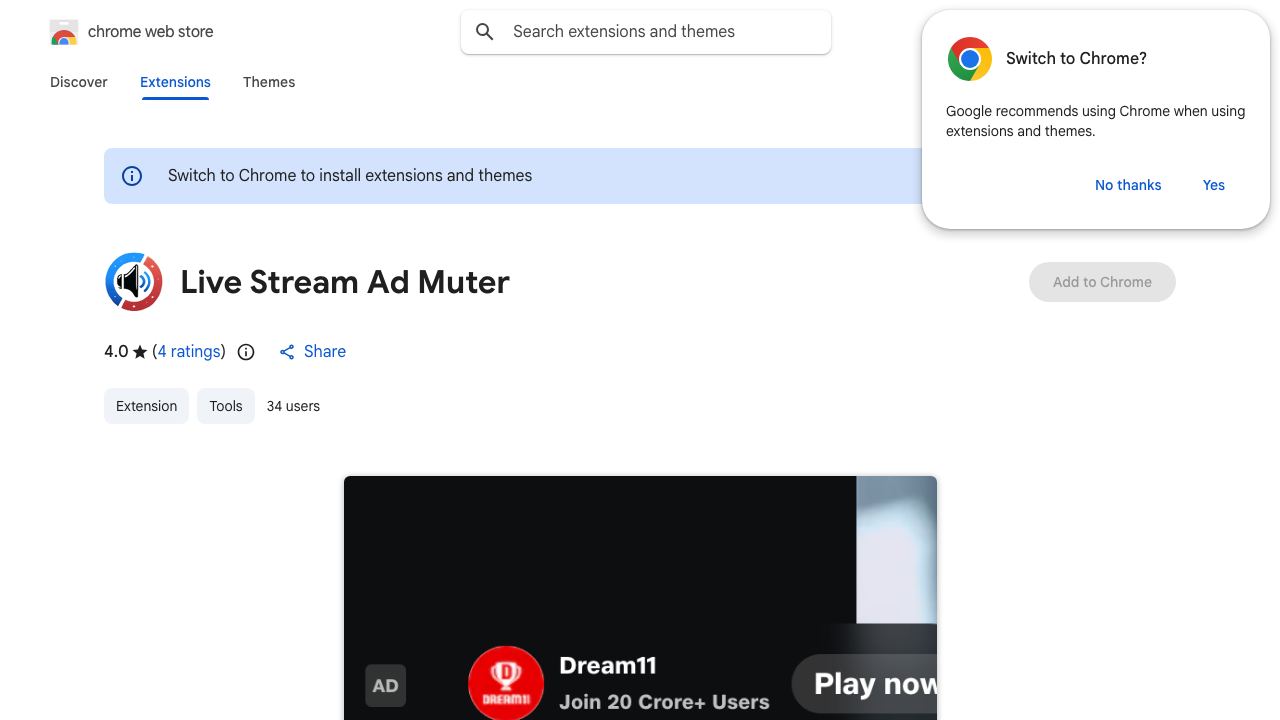 Live Stream Ad Muter 网站截图