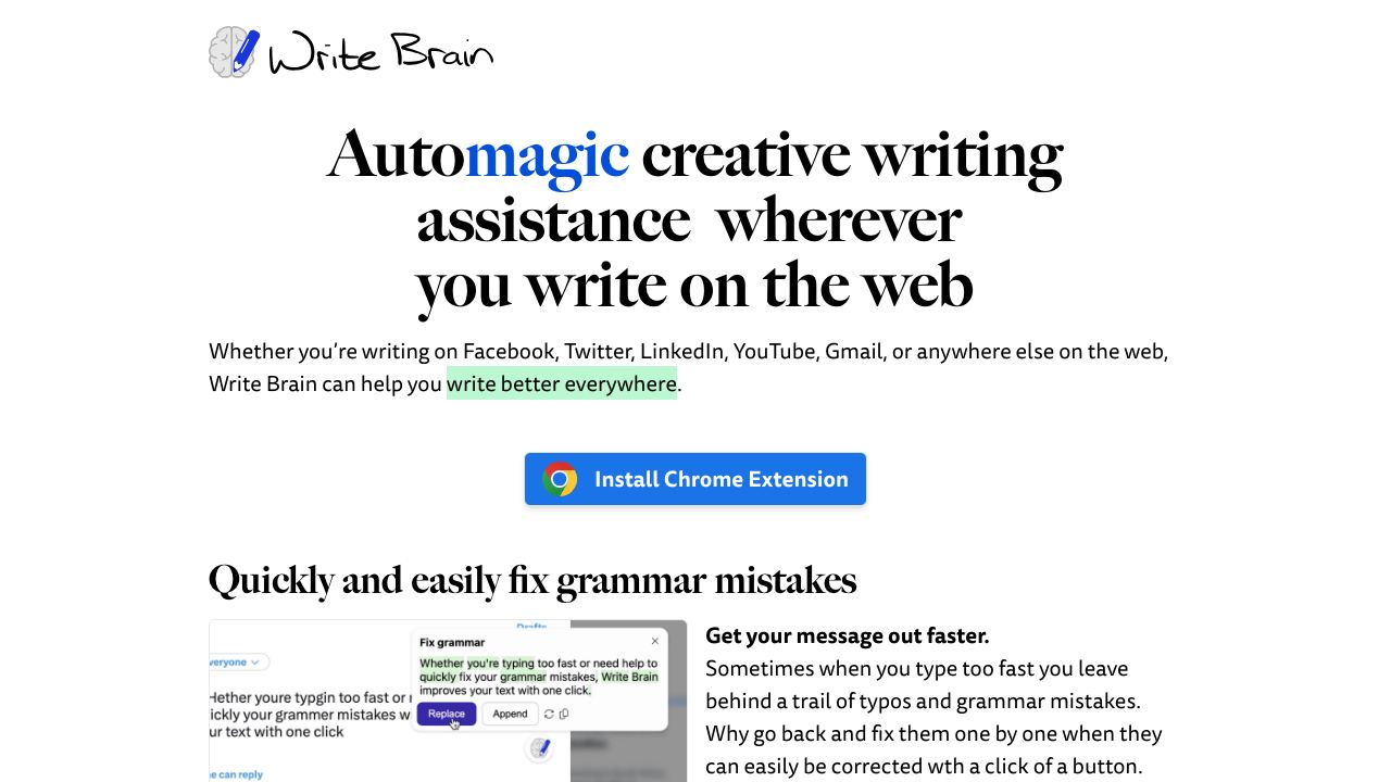 Write Brain website screenshot
