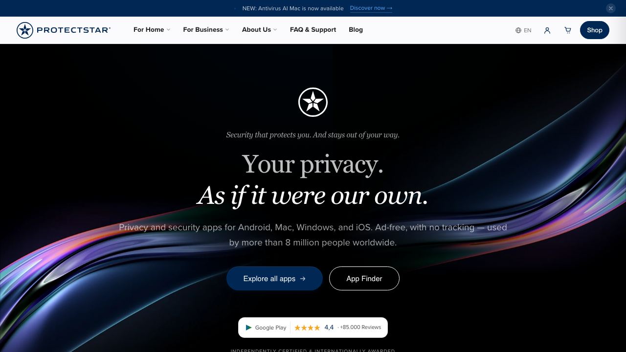 Protectstar website screenshot