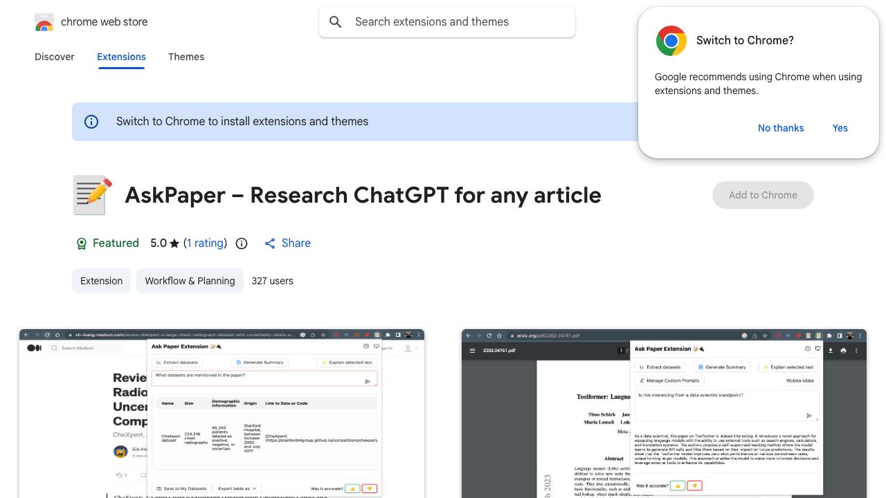 AskPaper – Research ChatGPT for any article 网站截图