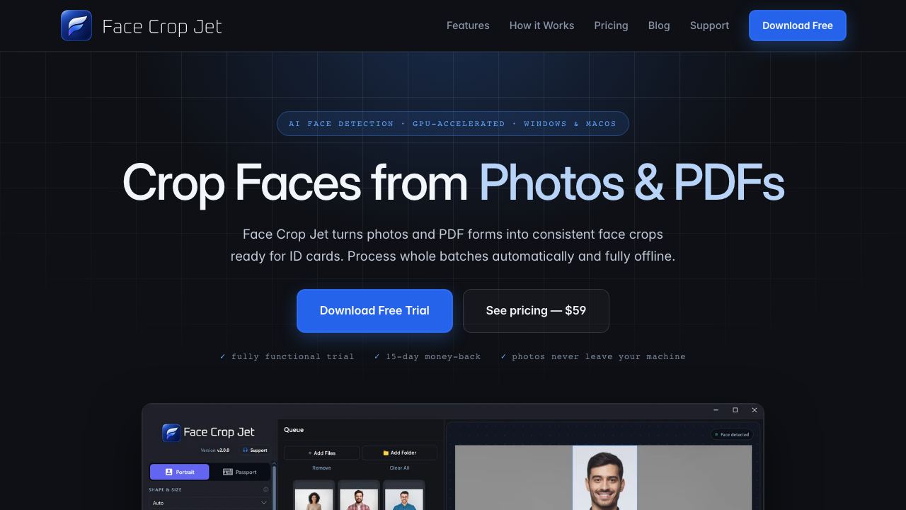 Face Crop Jet 网站截图