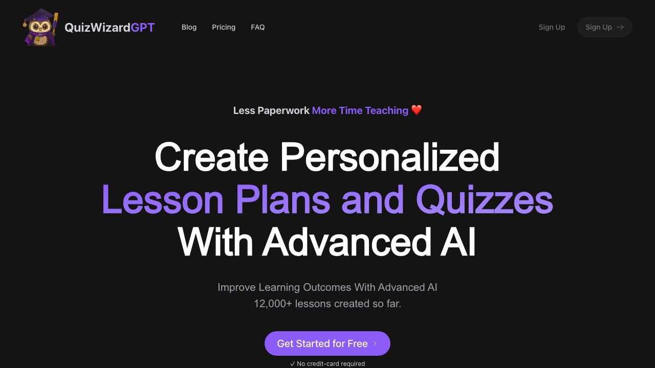 QuizWizardGPT website screenshot