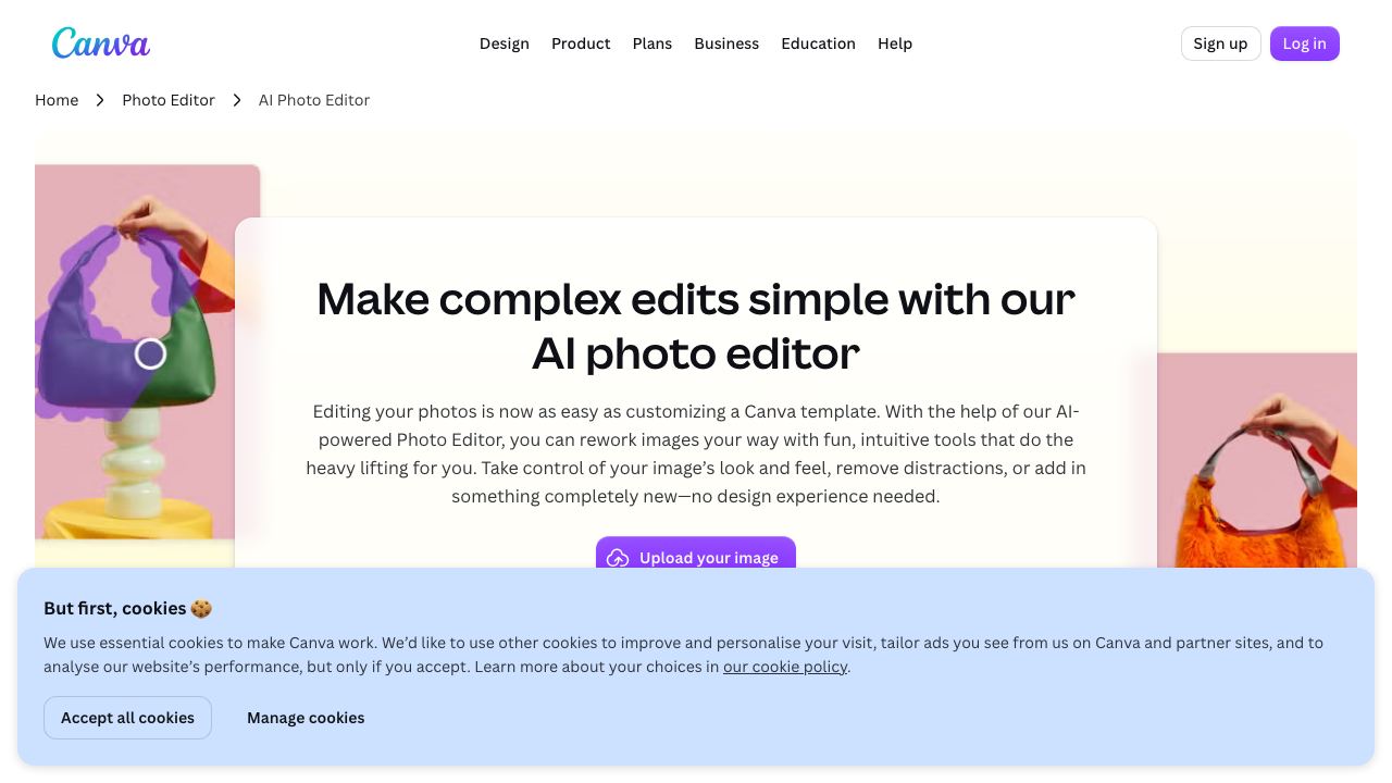 AI Photo Editor | Canva website screenshot