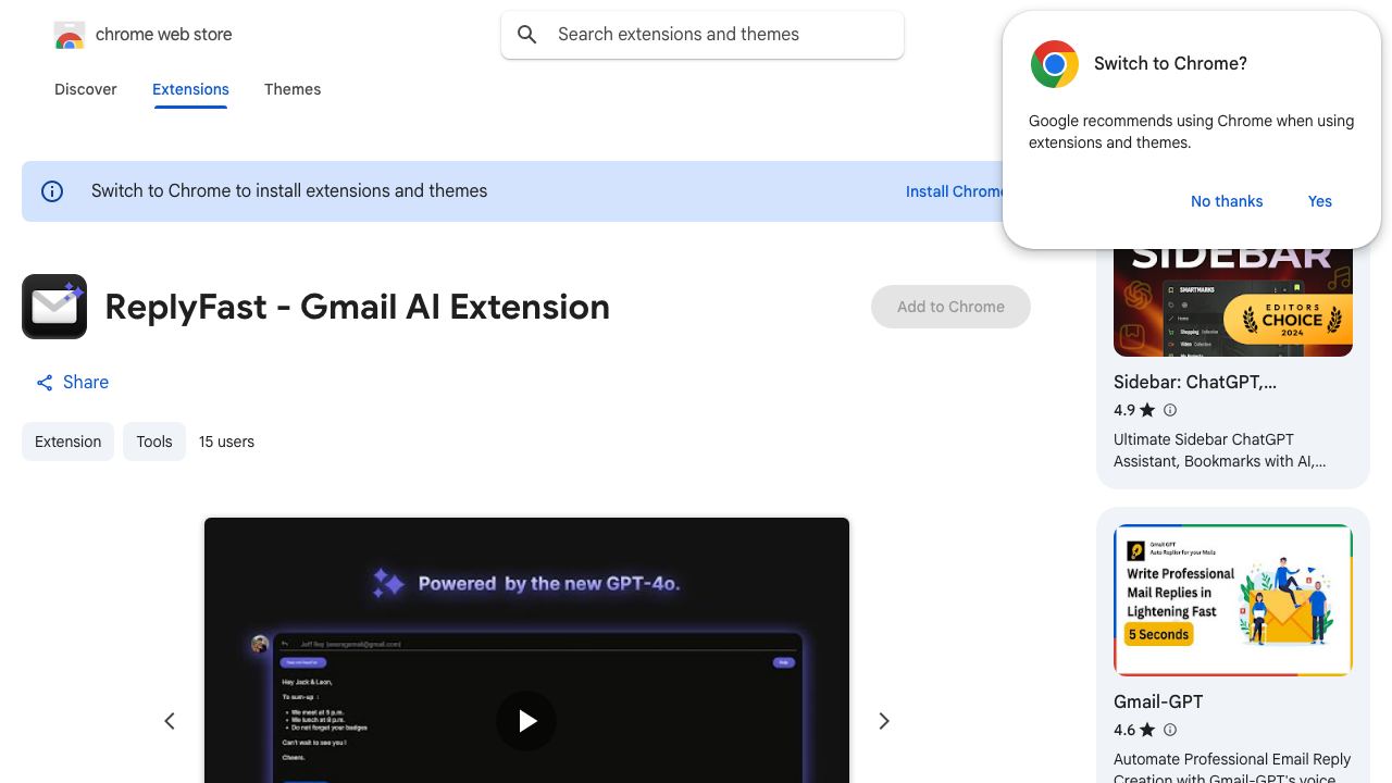 ReplyFast - Gmail AI Extension 网站截图
