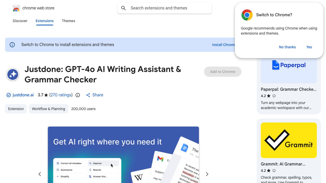Justdone: AI Writing & Copywriting Assistant 网站截图