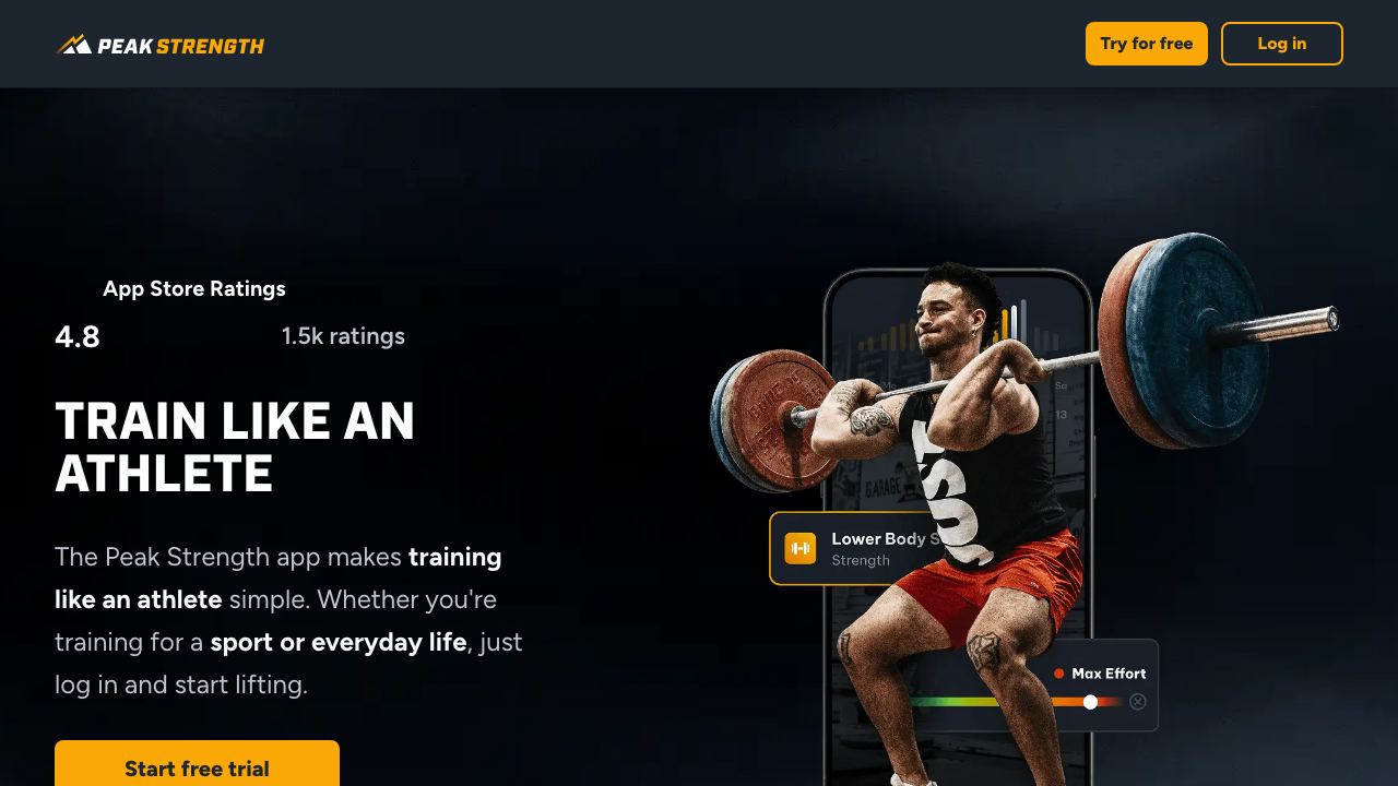 Peak Strength website screenshot