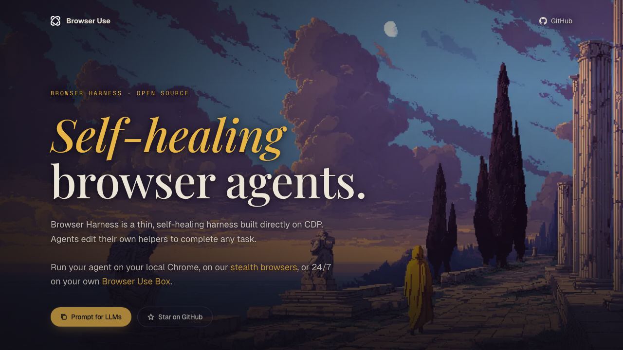 Browser Harness website screenshot