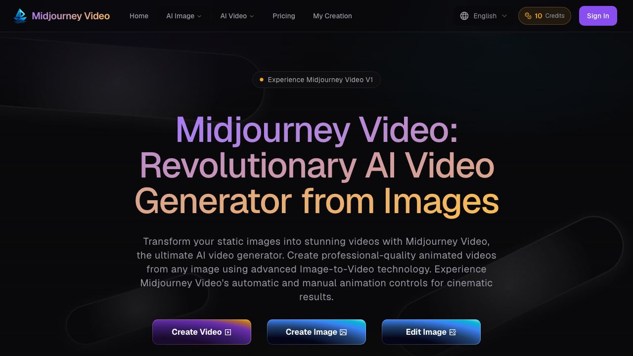 Midjourney Video website screenshot